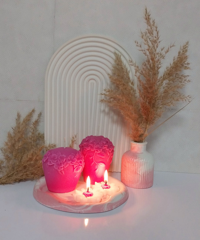 ست دکوری سنگ مصنوعی و شمع ژورنالی مدل مارسلا