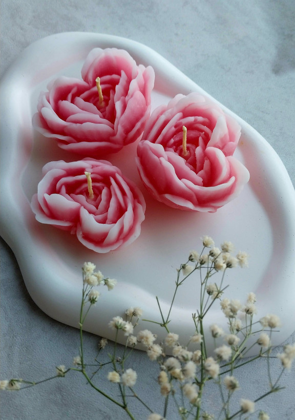 شمع مدل گل رز قلبی (فروش عمده مجموعه ۶۰ عددی)