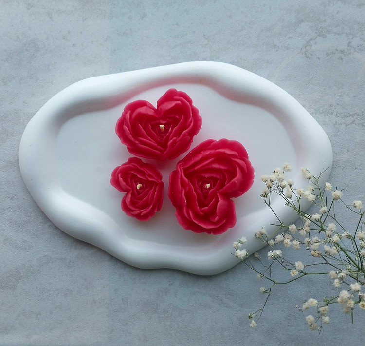 شمع مدل گل رز قلبی (فروش عمده مجموعه ۶۰ عددی)